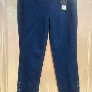 Lane Bryant Navy Skinny Jeans with Ankle Eyelets